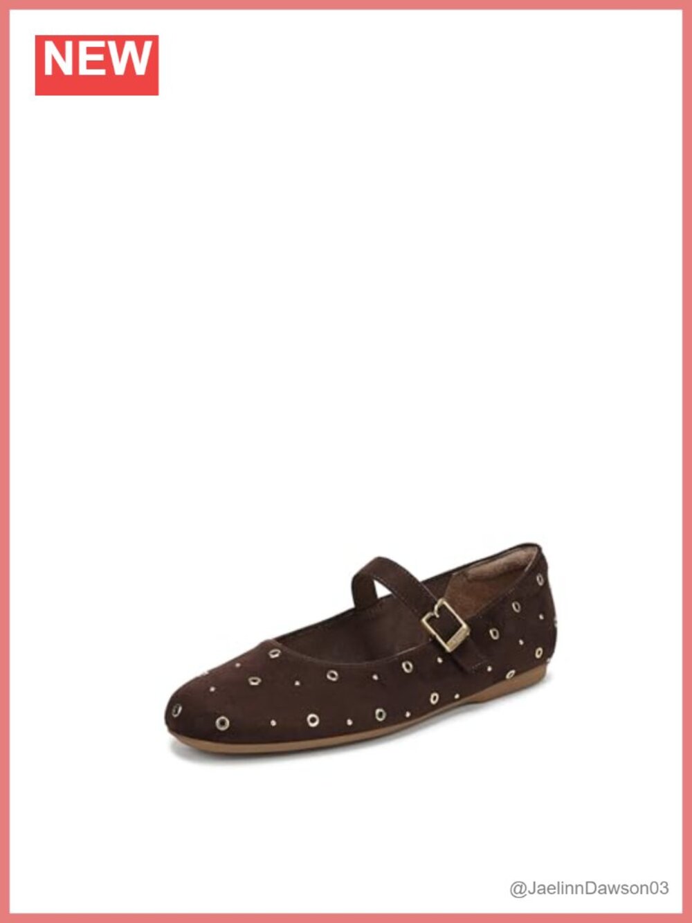 Women's Microfiber Mary Jane Flat Shoes with Studs Adjustable Buckle